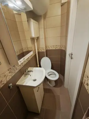 a small bathroom with a toilet and a sink at Kraljevica Marka Apartman in Belgrade