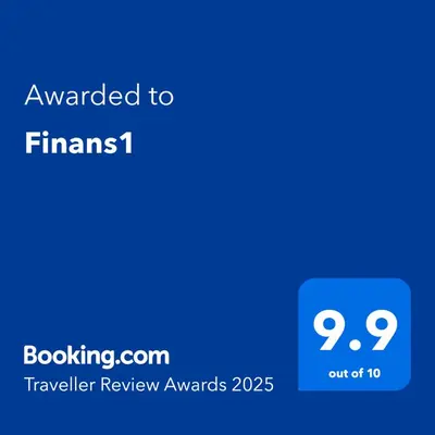 a blue text box with the words awarded to at Finans1 in Ruma