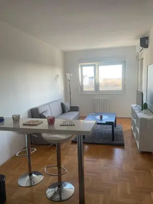 a living room with a couch and a table at LV Apartments in Belgrade