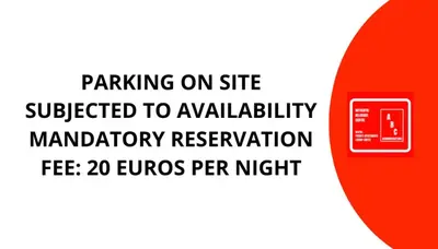 a sign that says parking on site subjected to availability mandatory reservation at Authentic Belgrade Centre Apartments for large groups, Republic Square - Up to 47 People in 5 Apartments in Belgrade
