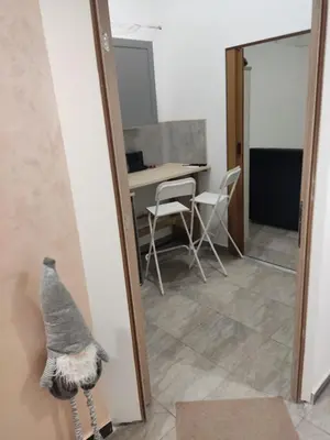 a room with a mirror and a table and chairs at The nest in Dušanovac (historical)