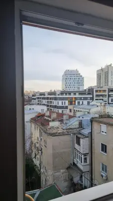 a view of a city from a window at Sky Loft in Belgrade