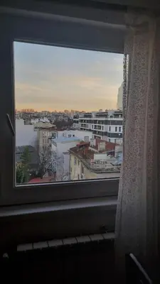 a view of a city from a window at Sky Loft in Belgrade