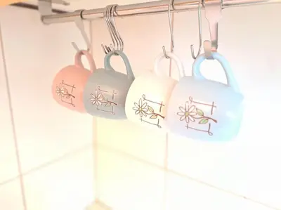 a group of hearts hanging on a rack in a kitchen at Bright & Quiet - Skadarlija in Belgrade