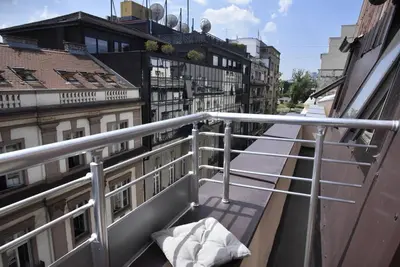 a view from the balcony of a building at Belgrade Center Penthouse Duplex in Belgrade