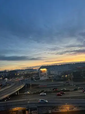 a highway with cars on it in a city at Arena Mila in Novi Beograd