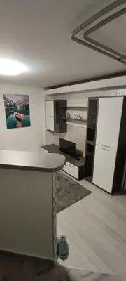 a room with a kitchen with a counter top at Stan na dan-MARKOVIĆ- in Dušanovac (historical)