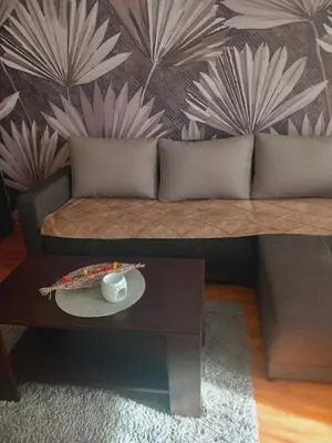 a living room with a couch and a coffee table at LIBERO 78 in Vračar (historical)