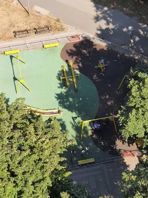 an overhead view of a water park with a playground at City View 00-24 in Belgrade