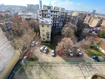 an aerial view of a parking lot in a city at Apartment Wellness in Belgrade