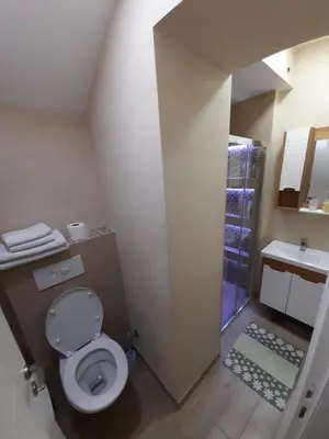 a bathroom with a toilet and a sink at XENIA2 in Belgrade