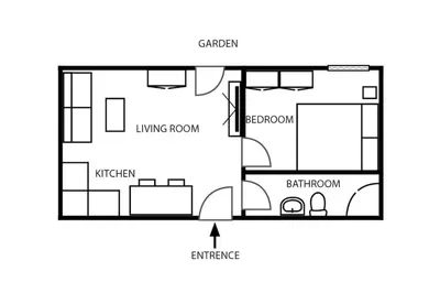a black and white floor plan of a house at Apartment SEIF 1 in Belgrade
