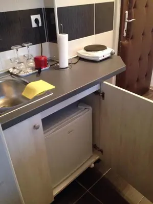 a bathroom vanity with a sink and a counter top at BelgradeCity center-Lekic apart 1 in Belgrade