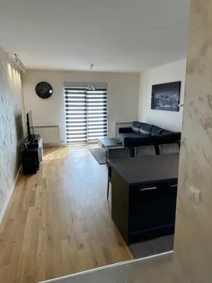 a living room with a couch and a table at Apartman Uno Lux in Novi Grad