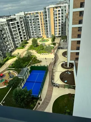 a view of a tennis court in a city at IVA HOME Apartment in Belgrade