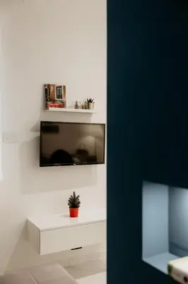 a living room with a tv on a wall at Sweet Home in Belgrade