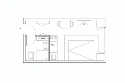 a floor plan of a small apartment at Apartman Tašmajdan in Belgrade