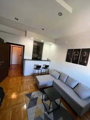 a living room with a couch and a table and chairs at Una_2 in Čukarica