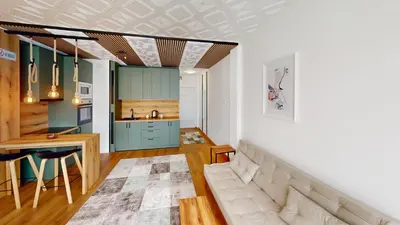 a living room with a couch and a table at Luka in Belgrade