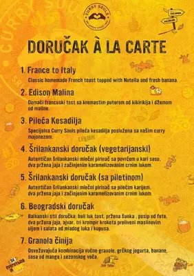 a menu for durkat a la carte at Center Obi-One in Belgrade