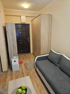 a living room with a couch and a table at Relax 2, sa parkingom in Obrenovac