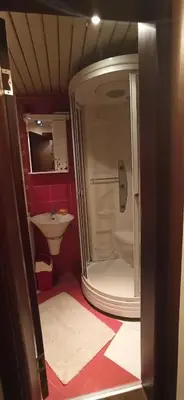 a bathroom with a shower and a sink at Blossom in Belgrade