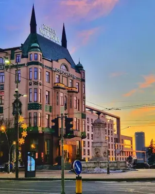 a large building with a tower on top of it at LUX Apartment in Belgrade, Centre in Belgrade