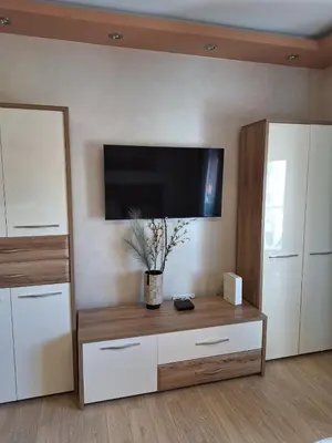 a living room with a tv on a wall at ANDREA in Mali Mokri Lug