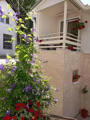 a bunch of flowers growing on the side of a house at Apartman Krejović in Arandjelovac