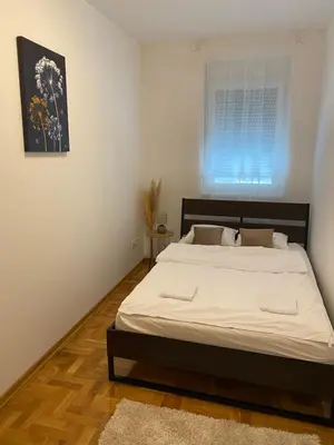 a bedroom with a large bed in a room at Anči apartmani in Belgrade