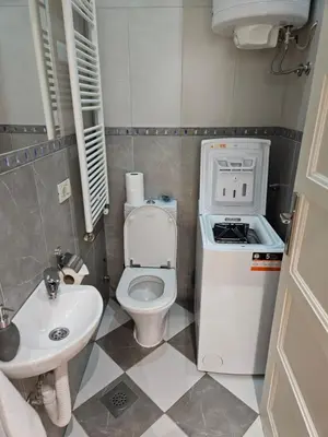 a small bathroom with a toilet and a sink at Dorcol - the Heart of Belgrade in Belgrade
