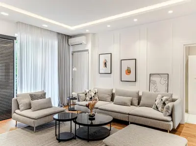 a living room with a couch and a table at Enjoy B-52 Crown in Belgrade