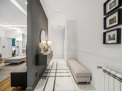 a living room with a couch and a mirror at Enjoy B-52 Crown in Belgrade