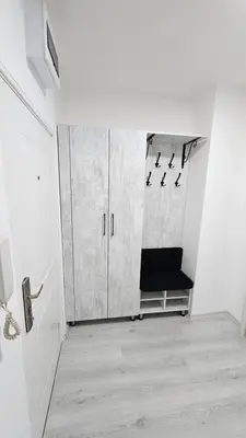 a room with a closet with shoes on the wall at Apartman Pavlovic 2 in Dušanovac (historical)