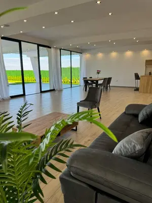 a living room with a couch and a table at Vila Julija in Surduk