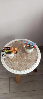 a table with two bowls of snacks on top of it at Lenny's Apartment in Čukarica