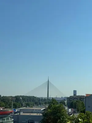 a view of a bridge from a city at Ada View in Belgrade