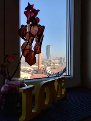 a window with a view of a city at Sajam in Senjak (historical)