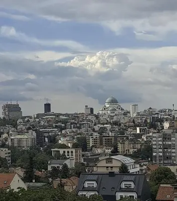 a view of a city with buildings at Lux Apartman 7 in Voždovac