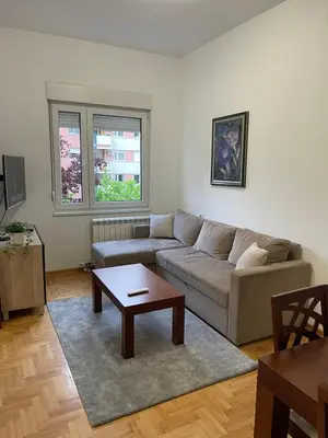 a living room with a couch and a coffee table at Neds Apt Inc in Belgrade