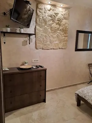 a room with a dresser and a tv on the wall at Retro studio in Zemun