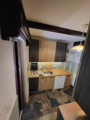 an overhead view of a kitchen with a sink at Šumski raj Lipovica in Lipovica