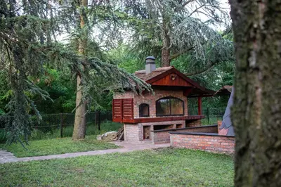 a small house in the middle of a yard at Čajnički katun-čardak in Grabovac