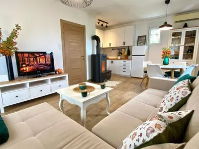 a living room with a couch and a table at Košutica Vila in Koraćica