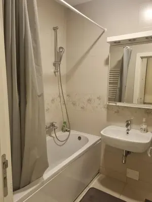a bathroom with a tub and a sink and a shower at Kaktus in Bežanija