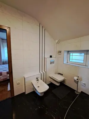 a bathroom with a sink and a toilet at Ramonda house in Brestovik