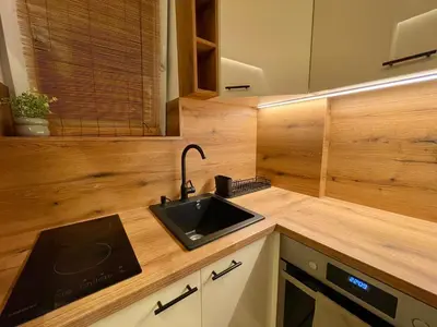 a kitchen with a sink and a counter at Osho in Smederevo