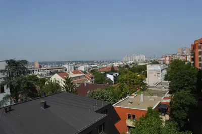 an overhead view of a city with buildings at View in Zvezdara