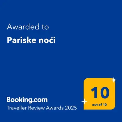 a yellow box with the text awarded to parakeet not at Pariske noći in Belgrade