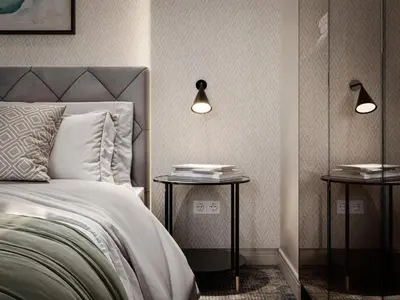 a bedroom with two night stands next to a bed at Black Gallo Residences in Belgrade